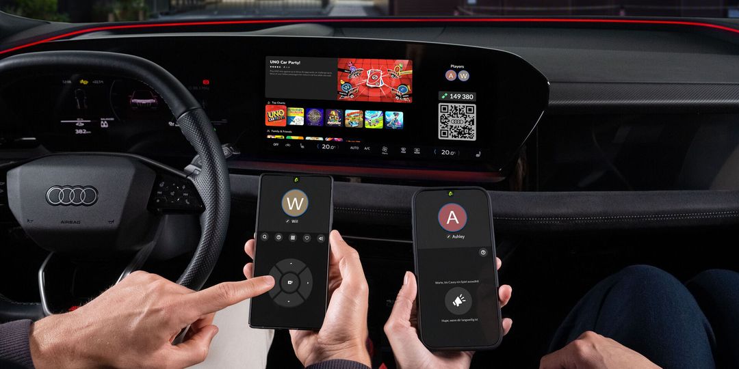 Audi — wnętrze, ekran infotainment z aplikacją Spotify
