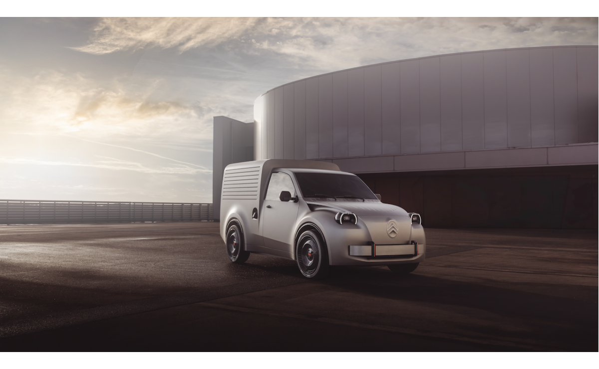 Citroën 2 CV Fourgonnette — przód 3/4, miejski koncept