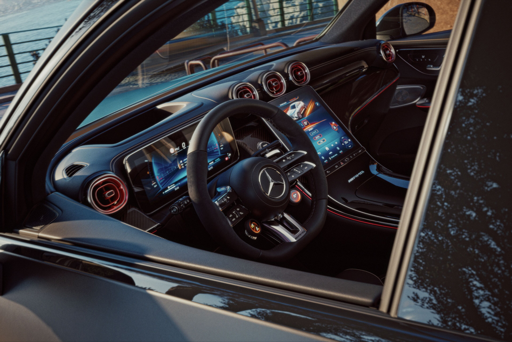 Mercedes-AMG GLC 53 4MATIC+ — wnętrze, kokpit z kierownicą sportową