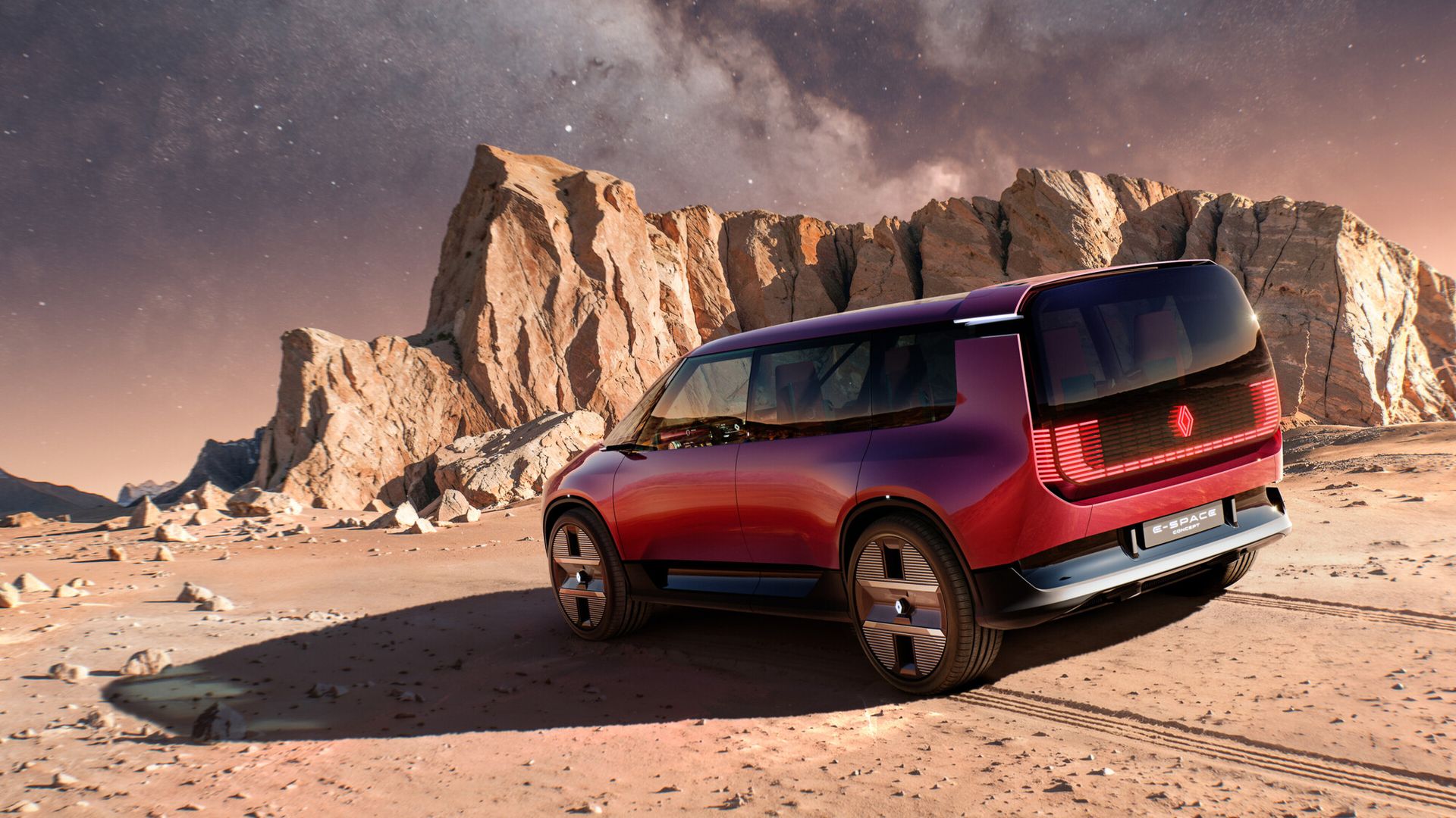 Renault E-Space Concept — tył, sceneria pustynna