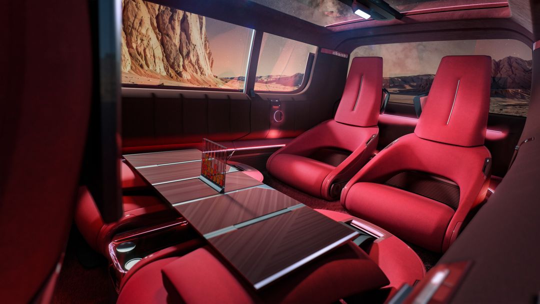 Renault E-Space Concept — wnętrze, siedzenia i stolik